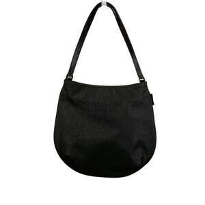 Agnes B. Voyage Evening Hand Bag Nylon Leather Black Silver